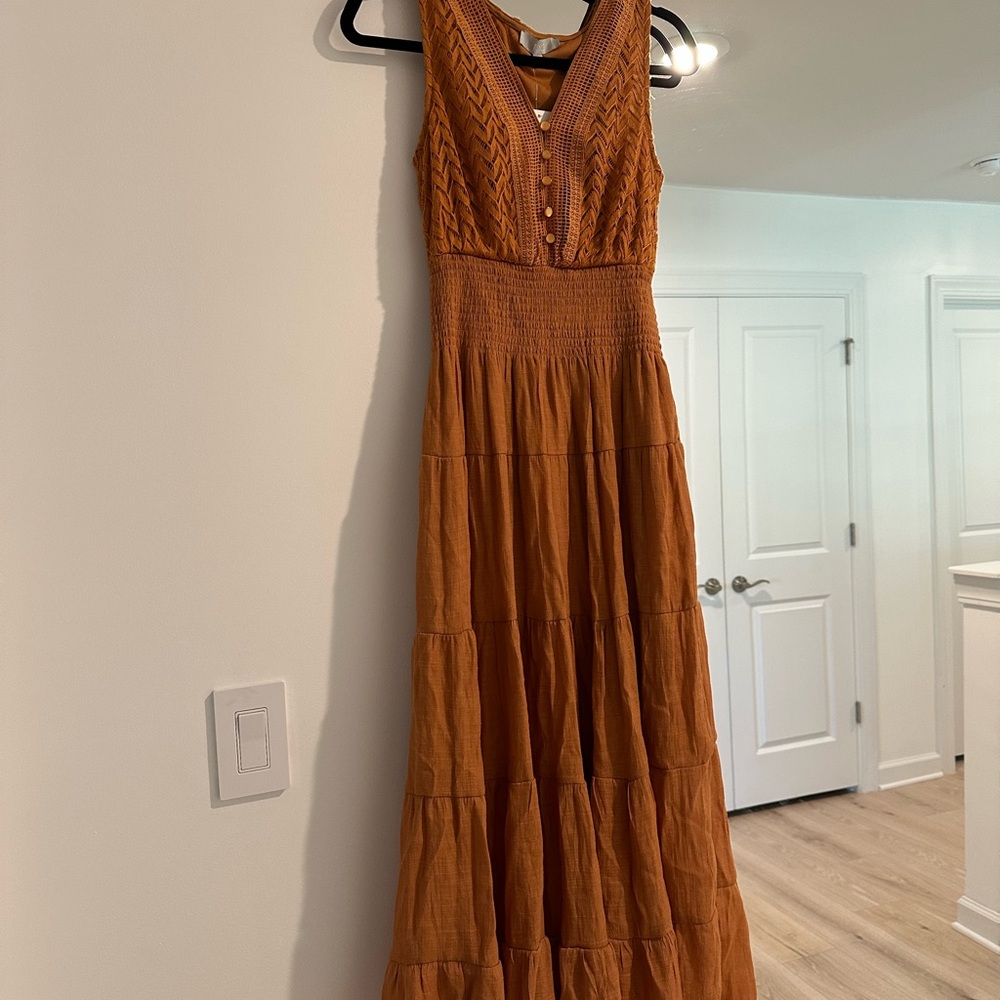Elegant Burnt Orange Maxi Dress